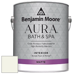 Benjamin Moore Aura 532 Bath & Spa Waterborne Interior Paint Matte Finish краска цвет 2145-70 Cotton Balls
