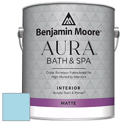 Benjamin Moore Aura 532 Bath & Spa Waterborne Interior Paint Matte Finish краска цвет 779 Fairview Blue