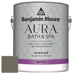 Benjamin Moore Aura 532 Bath & Spa Waterborne Interior Paint Matte Finish краска цвет 2141-30 Army Green