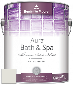 Benjamin Moore Aura 532 Bath & Spa Waterborne Interior Paint Matte Finish краска цвет OC-26 Silver Satin