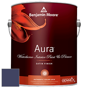 Benjamin Moore Aura 526 Waterborne Interior Satin Finish покрытие цвет 2067-10 Midnight Navy