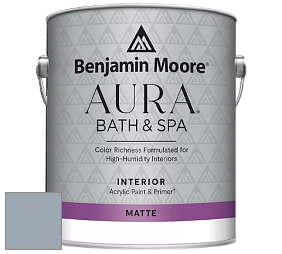 Benjamin Moore Aura 532 Bath & Spa Waterborne Interior Paint Matte Finish краска цвет 2130-50 New Hope Gray