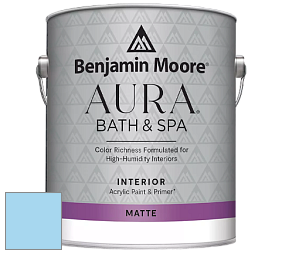 Benjamin Moore Aura 532 Bath & Spa Waterborne Interior Paint Matte Finish краска цвет 2066-60 Honolulu Blue
