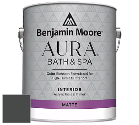Benjamin Moore Aura 532 Bath & Spa Waterborne Interior Paint Matte Finish краска цвет 2135-10 Blacktop
