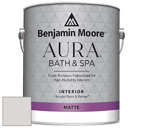Benjamin Moore Aura 532 Bath & Spa Waterborne Interior Paint Matte Finish краска цвет 1458 Silver Bells