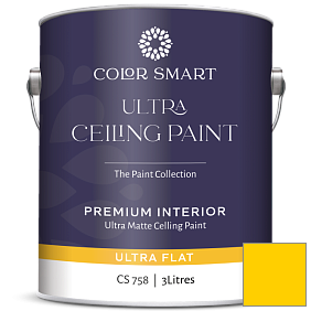Краска COLOR SMART CS 758 ULTRA CEILING PAINT ультраматовая краска цвет 2022-30 Bright Yellow