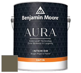 Benjamin Moore Aura 526 Waterborne Interior Satin Finish покрытие цвет 2142-10 Mediterranean Olive