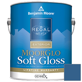 Краска Regal Select Exterior Paint-Moor GloSoft Gloss Finish (W096) цвет 798 Blue Suede Shoes