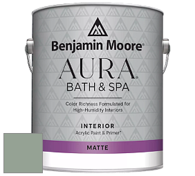 Benjamin Moore Aura 532 Bath & Spa Waterborne Interior Paint Matte Finish краска цвет 698 Grenadier Pond