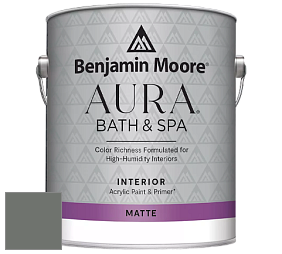 Benjamin Moore Aura 532 Bath & Spa Waterborne Interior Paint Matte Finish краска цвет 1581 Millstone Gray