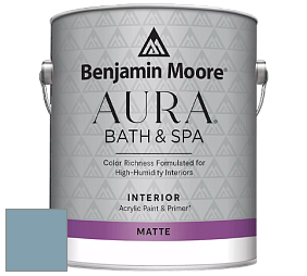 Benjamin Moore Aura 532 Bath & Spa Waterborne Interior Paint Matte Finish краска цвет 1670 Labrador Blue