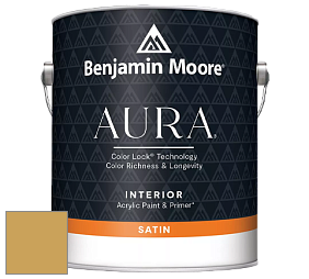 Benjamin Moore Aura 526 Waterborne Interior Satin Finish покрытие цвет 279 Hollywood Gold
