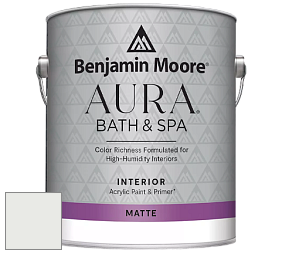 Benjamin Moore Aura 532 Bath & Spa Waterborne Interior Paint Matte Finish краска цвет 873 Baby's Breath