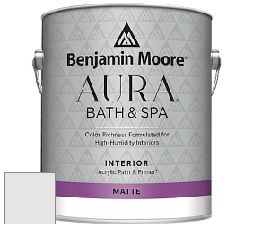 Benjamin Moore Aura 532 Bath & Spa Waterborne Interior Paint Matte Finish краска цвет 2116-70 Mirage White