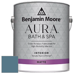 Benjamin Moore Aura 532 Bath & Spa Waterborne Interior Paint Matte Finish краска цвет 1665 Mozart Blue
