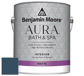 Benjamin Moore Aura 532 Bath & Spa Waterborne Interior Paint Matte Finish краска цвет 2059-10 Marine Blue
