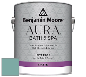Benjamin Moore Aura 532 Bath & Spa Waterborne Interior Paint Matte Finish краска цвет 2050-40 Florida Keys Blue