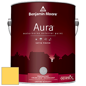 Benjamin Moore Aura 631 Waterborne Exterior Satin Finish краска цвет 2021-40 Yellow Highlighter