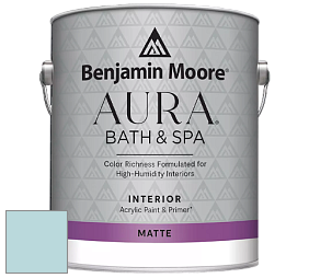 Benjamin Moore Aura 532 Bath & Spa Waterborne Interior Paint Matte Finish краска цвет 2053-60 Tear Drop Blue
