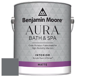 Benjamin Moore Aura 532 Bath & Spa Waterborne Interior Paint Matte Finish краска цвет 2124-20 Trout Gray