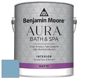 Benjamin Moore Aura 532 Bath & Spa Waterborne Interior Paint Matte Finish краска цвет 809 Soft Jazz