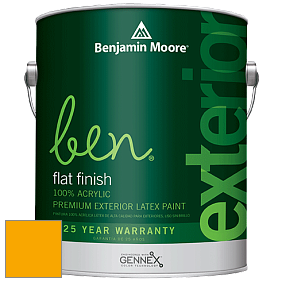 Benjamin Moore Ben 541 Waterborne Exterior Flat Finish краска цвет 2020-10 Bumble Bee Yellow