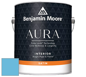 Benjamin Moore Aura 526 Waterborne Interior Satin Finish покрытие цвет 789 Sea to Shining Sea