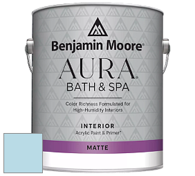 Benjamin Moore Aura 532 Bath & Spa Waterborne Interior Paint Matte Finish краска цвет 793 Watercolor Blue
