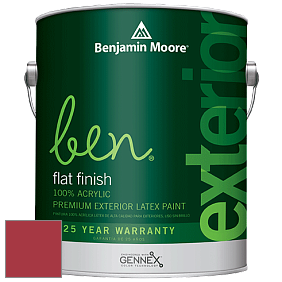 Benjamin Moore Ben 541 Waterborne Exterior Flat Finish краска цвет 2087-10 Neon Red