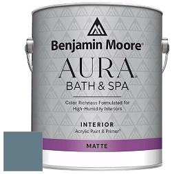 Benjamin Moore Aura 532 Bath & Spa Waterborne Interior Paint Matte Finish краска цвет 1650 Stillwater