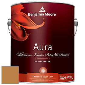 Benjamin Moore Aura 526 Waterborne Interior Satin Finish покрытие цвет 2158-20 Venetian Gold