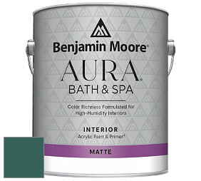 Benjamin Moore Aura 532 Bath & Spa Waterborne Interior Paint Matte Finish краска цвет 2052-20 Marine Aqua