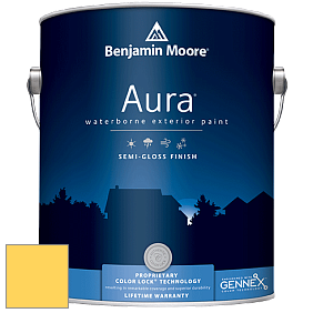 Benjamin Moore Aura 632 Waterborne Exterior Semi-Gloss Finish краска цвет 2021-40 Yellow Highlighter