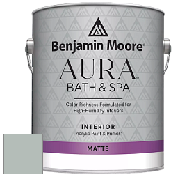 Benjamin Moore Aura 532 Bath & Spa Waterborne Interior Paint Matte Finish краска цвет 1564 Beach Glass