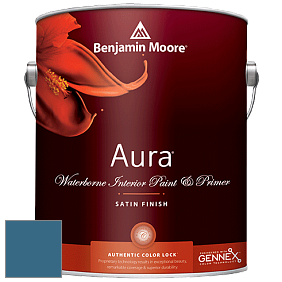 Benjamin Moore Aura 526 Waterborne Interior Satin Finish покрытие цвет 2061-30 Bermuda Blue