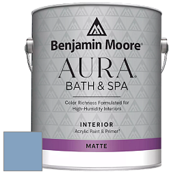 Benjamin Moore Aura 532 Bath & Spa Waterborne Interior Paint Matte Finish краска цвет 823 Steel Blue