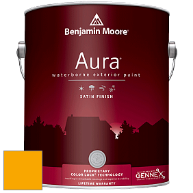 Benjamin Moore Aura 631 Waterborne Exterior Satin Finish краска цвет 2020-10 Bumble Bee Yellow