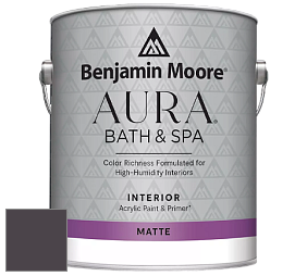Benjamin Moore Aura 532 Bath & Spa Waterborne Interior Paint Matte Finish краска цвет 2072-10 Dark Basalt