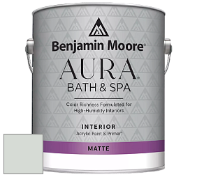 Benjamin Moore Aura 532 Bath & Spa Waterborne Interior Paint Matte Finish краска цвет 1583 Silver Crest