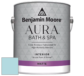 Benjamin Moore Aura 532 Bath & Spa Waterborne Interior Paint Matte Finish краска цвет 2054-60 Old Pickup Blue