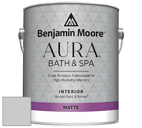 Benjamin Moore Aura 532 Bath & Spa Waterborne Interior Paint Matte Finish краска цвет 1612 Pelican Gray
