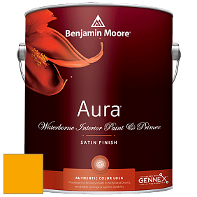 Benjamin Moore Aura 526 Waterborne Interior Satin Finish покрытие цвет 2020-10 Bumble Bee Yellow