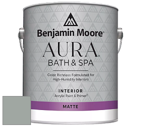 Benjamin Moore Aura 532 Bath & Spa Waterborne Interior Paint Matte Finish краска цвет 1579 Greyhound