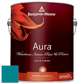 Benjamin Moore Aura 526 Waterborne Interior Satin Finish покрытие цвет 2055-30 Caribbean Blue Water