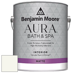 Benjamin Moore Aura 532 Bath & Spa Waterborne Interior Paint Matte Finish краска цвет OC-117 Simply White