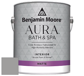 Benjamin Moore Aura 532 Bath & Spa Waterborne Interior Paint Matte Finish краска цвет 1461 Sterling Silver