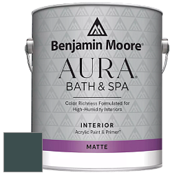 Benjamin Moore Aura 532 Bath & Spa Waterborne Interior Paint Matte Finish краска цвет 2049-10 Pacific Sea Teal