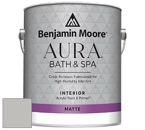 Benjamin Moore Aura 532 Bath & Spa Waterborne Interior Paint Matte Finish краска цвет 1466 Smoke Embers